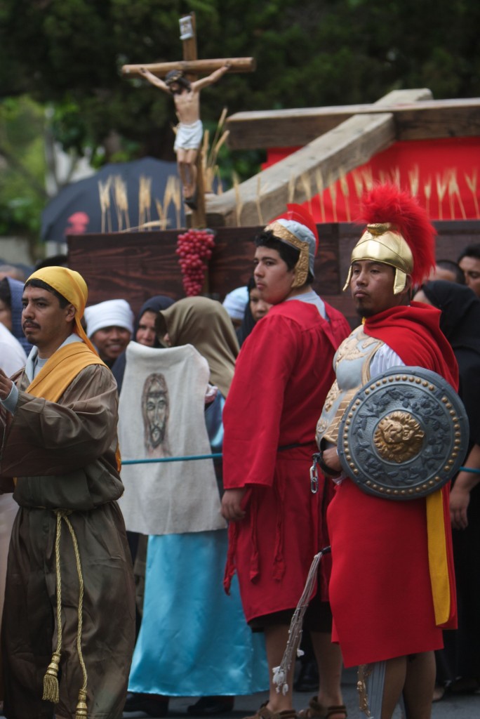 The Romans leading a cross through a residential community in the Silicon Valley.